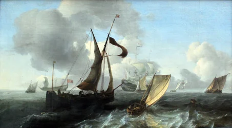 Lightly Moved Sea with Ships